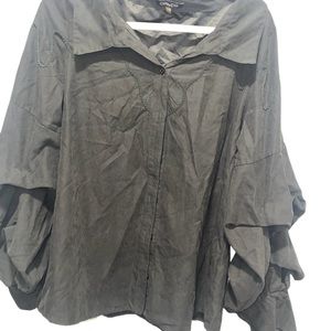 Black Button Down Shirt Balloon Sleeves